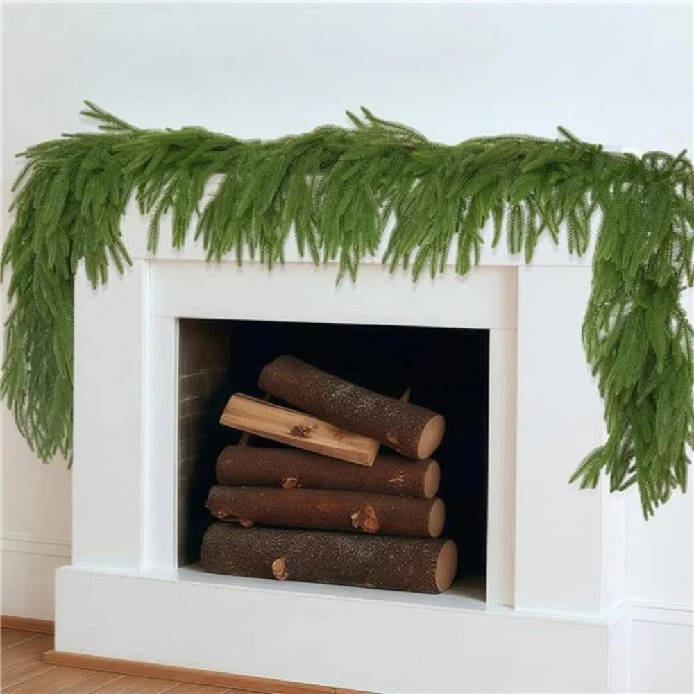 2 Pcs 6FT each, Christmas Garland,Christmas Decorations,Real Touch Norfolk